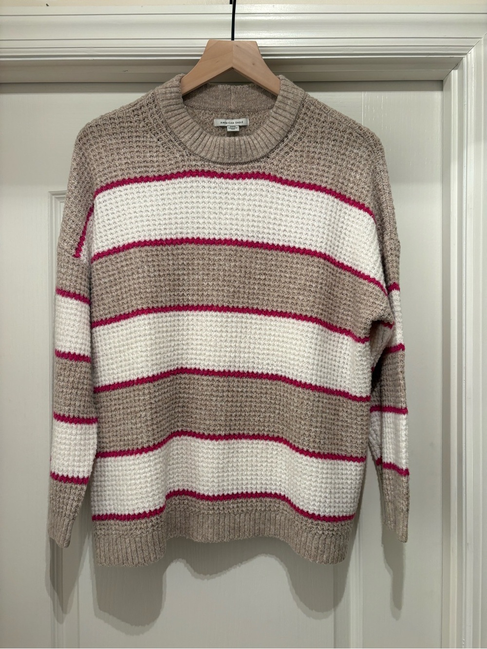 Women’s American Eagle Oversized Striped Waffle-Knit Sweater size S